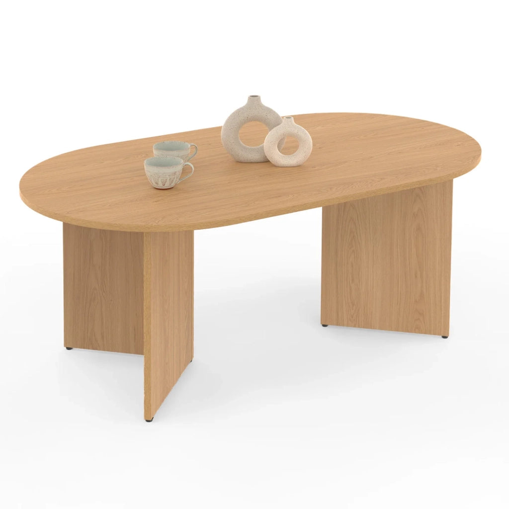 IDMarket - Tavolino ovale MARTHE 110 cm effetto legno di faggio