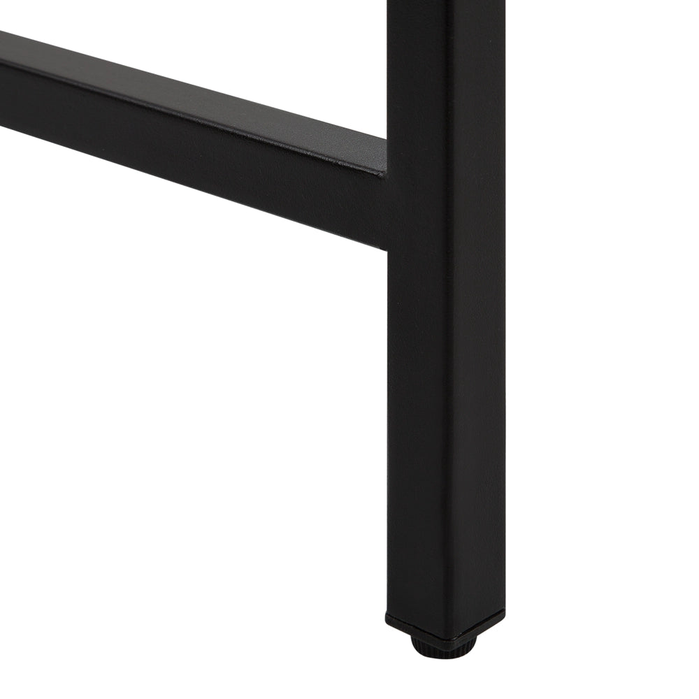 Consolle Piano in Legno Scuro Gambe Nere 100 x 30 cm Stile Industriale Soggiorno Corridoio
