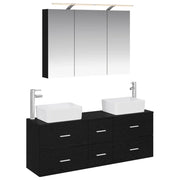 Set di mobili per il bagno 4 pcs Rovere Nero 3406856