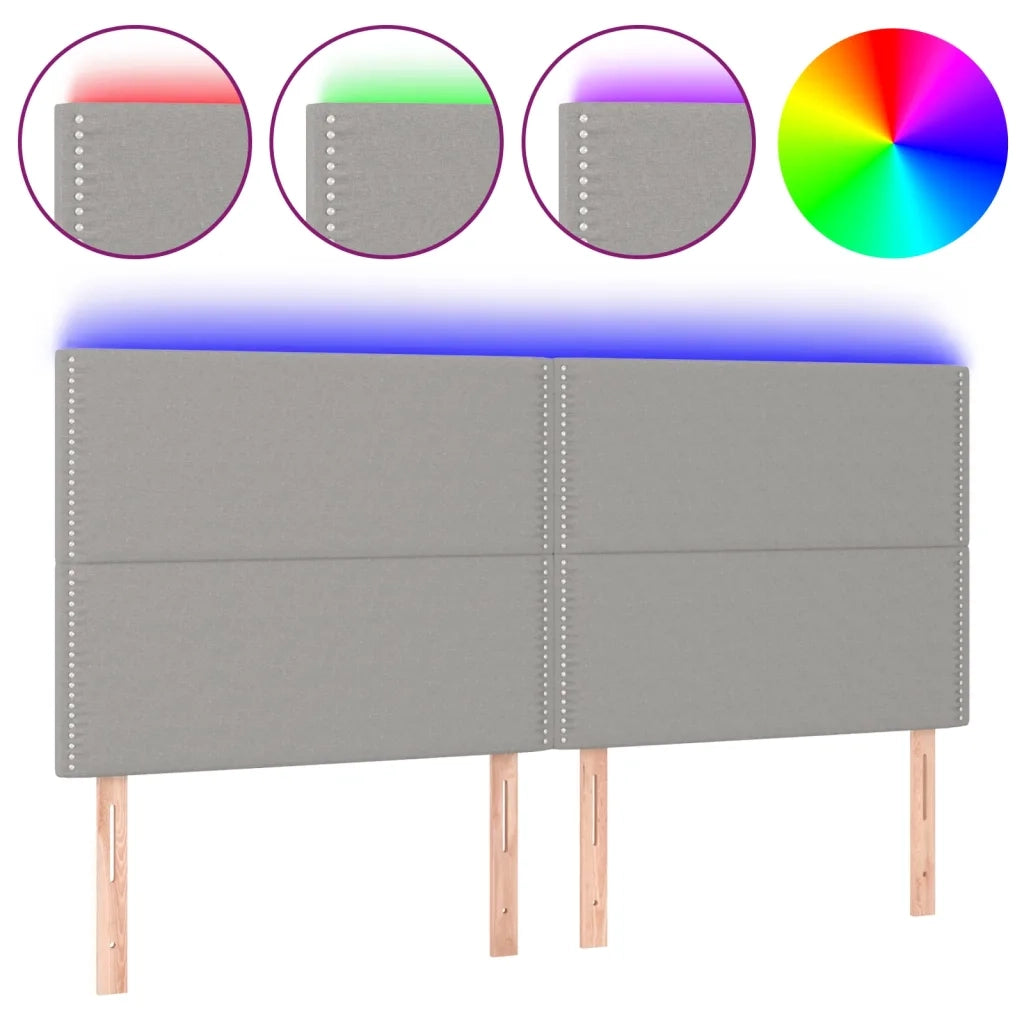 Testiera a LED-Testata con LED Grigio Chiaro 200x5x118/128 cm in Tessuto 153150