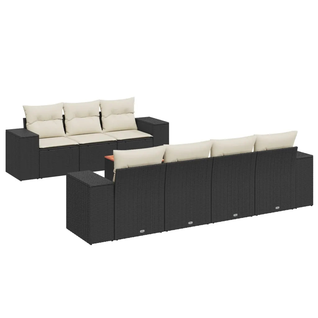 Set Divani da Giardino con Cuscini 8 pz Nero in Polyrattancod mxl 89466