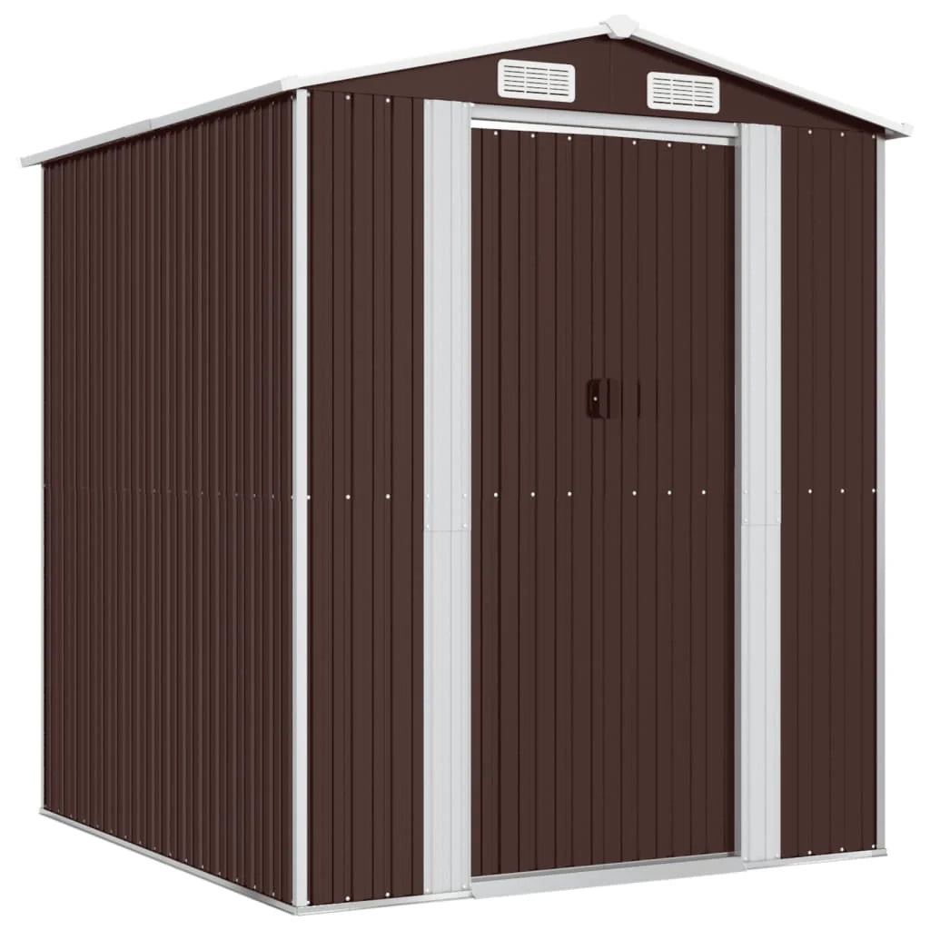 Casetta da giardino cabina ripostiglio capanno da esterno capanno per attrezzi robusta scura 192 x 191 x 223 cm acciaio zincato marrone 02_0022317