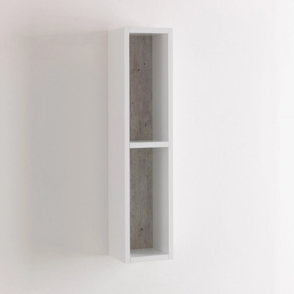 Pensile a Giorno 2 Vani da Soggiorno 17,5x16x78,2 cm TFT Belsk Bianco e Cemento