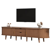 Mobile tv con 2 cassetti e 2 ante scorrevoli; piedini in legno regolabili; per soggiorno; in mdf; noce; 170 Ã— 40 Ã— 42 cm