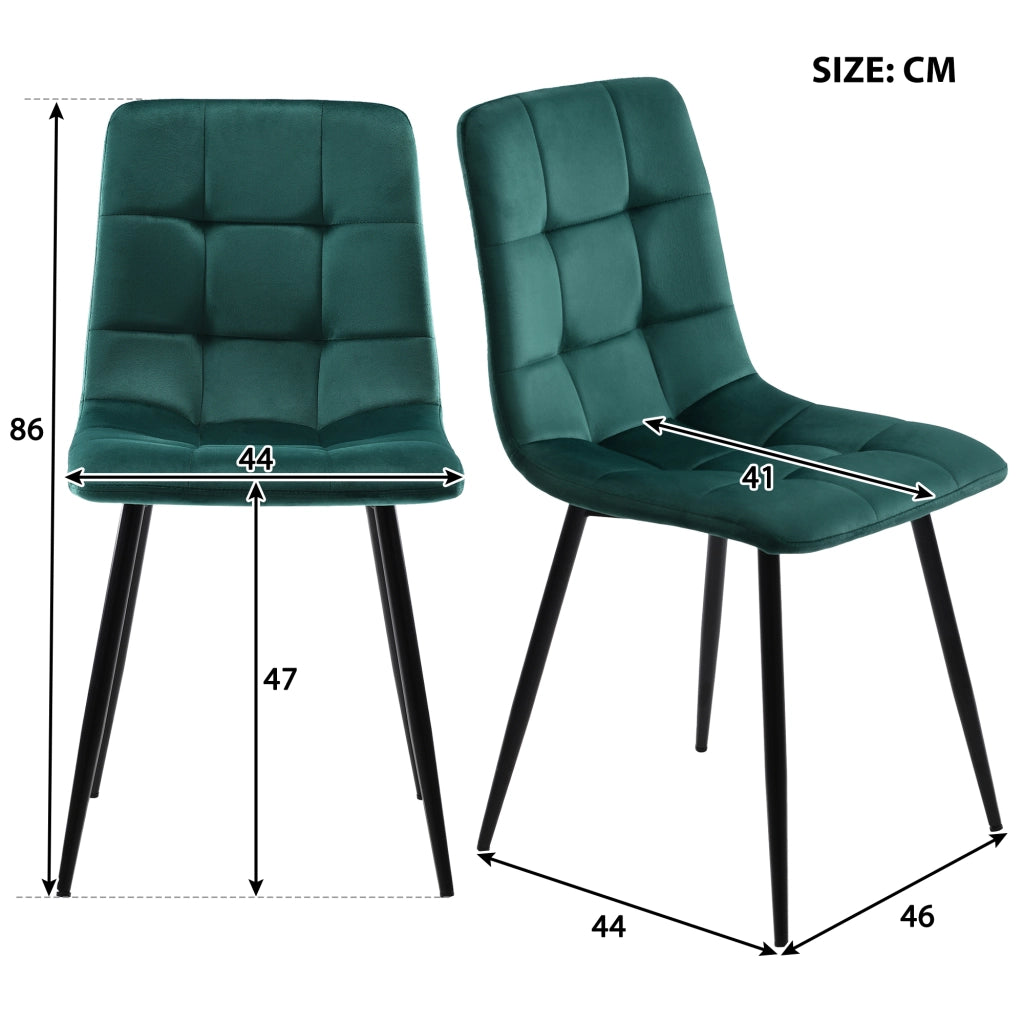 Set tavolo da pranzo rettangolare con 4 sedie, in MDF, verde, moderno, per cucina e sala da pranzo, 117 × 68 × 75 cm