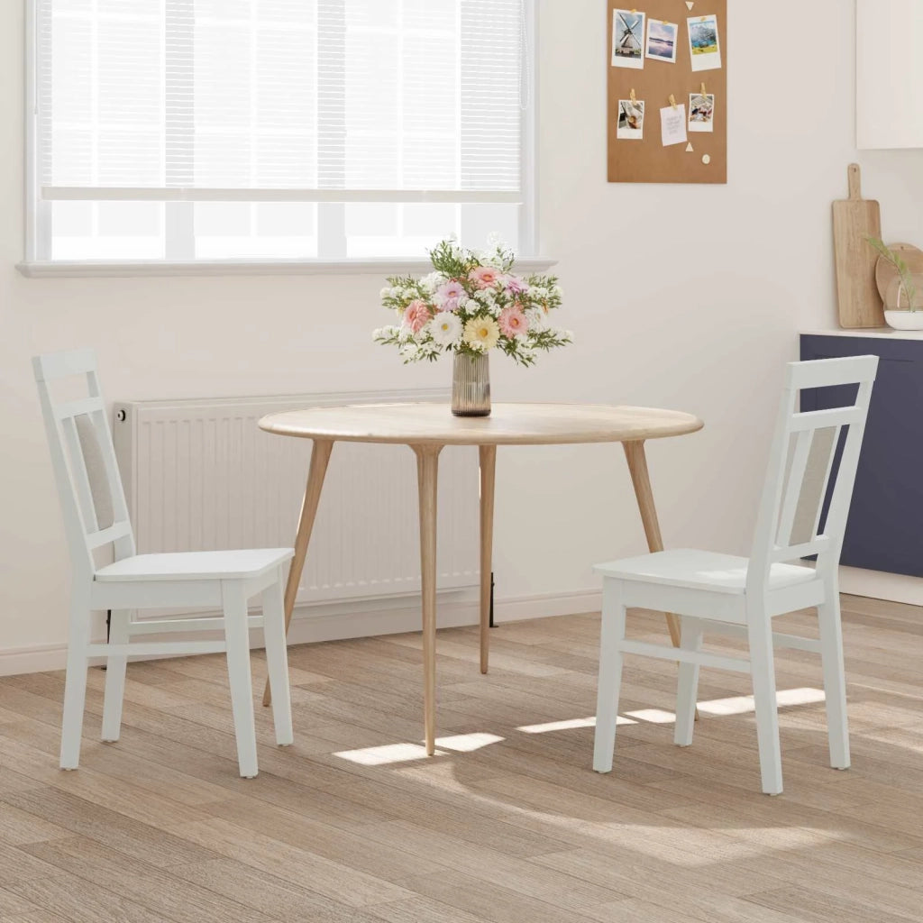 Sedia da pranzo 2 pcs Bianco Legno di gomma solido 42020507