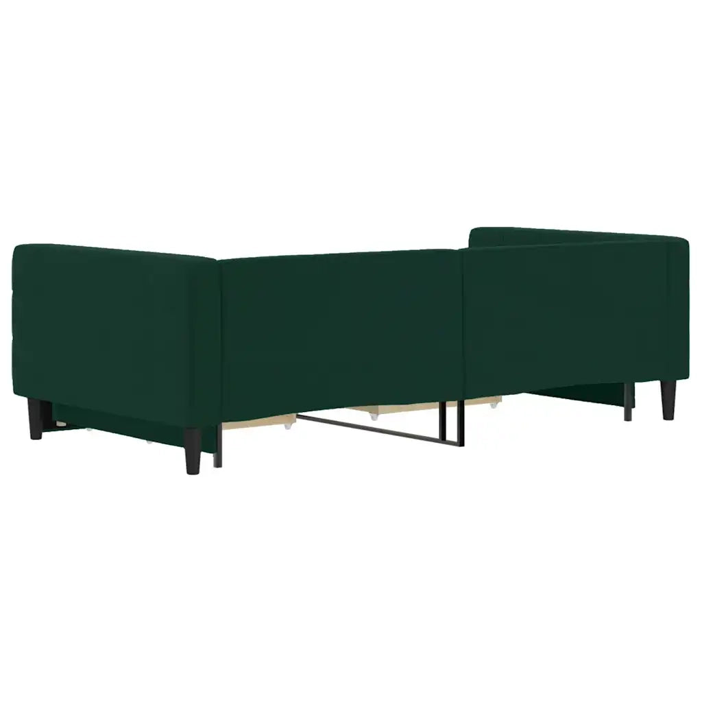 Divano Letto Estraibile Cassetti Verde Scuro 100x200cm Velluto
