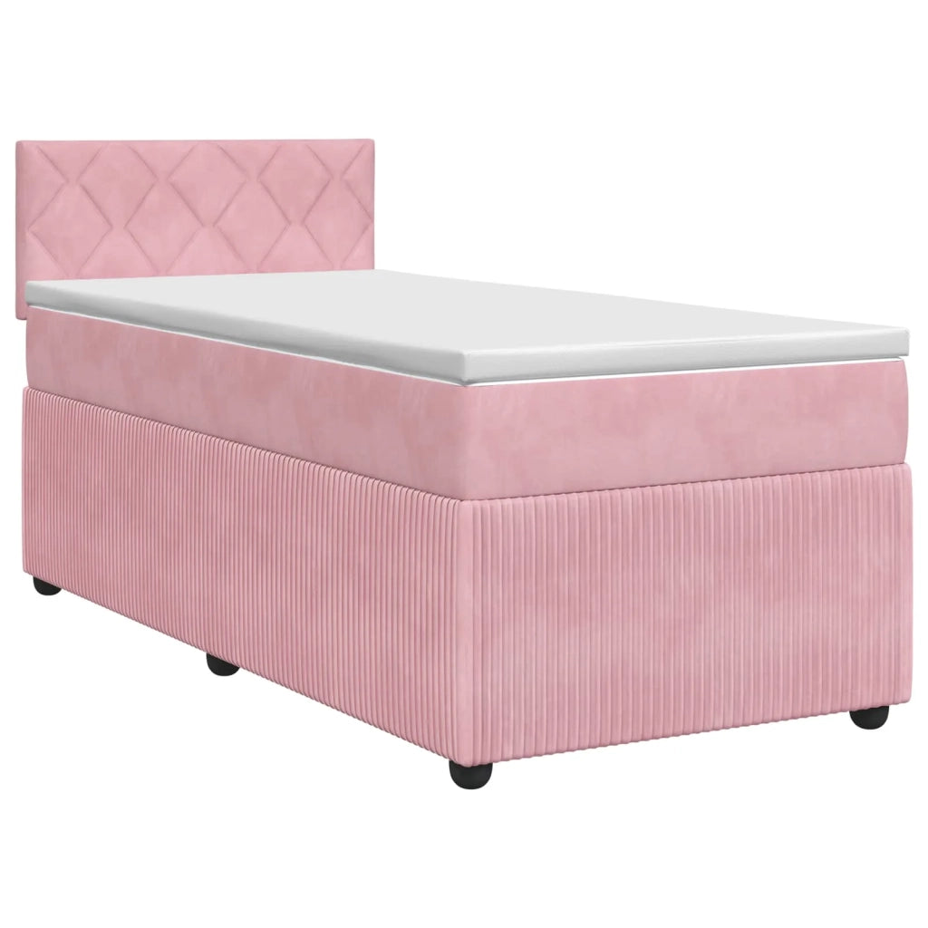 Letto box spring con materasso Rosa 100 x 200 cm Velluto 3451630