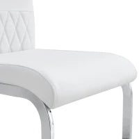 Set di 2 Sedie moderne per sala da pranzo, con schienale alto, in PU e tessuto, per Cucina e ufficio, Bianco