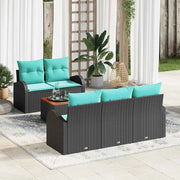 Set Divano da Giardino 6 pcs Nero e Turchese polyrattan 3356191