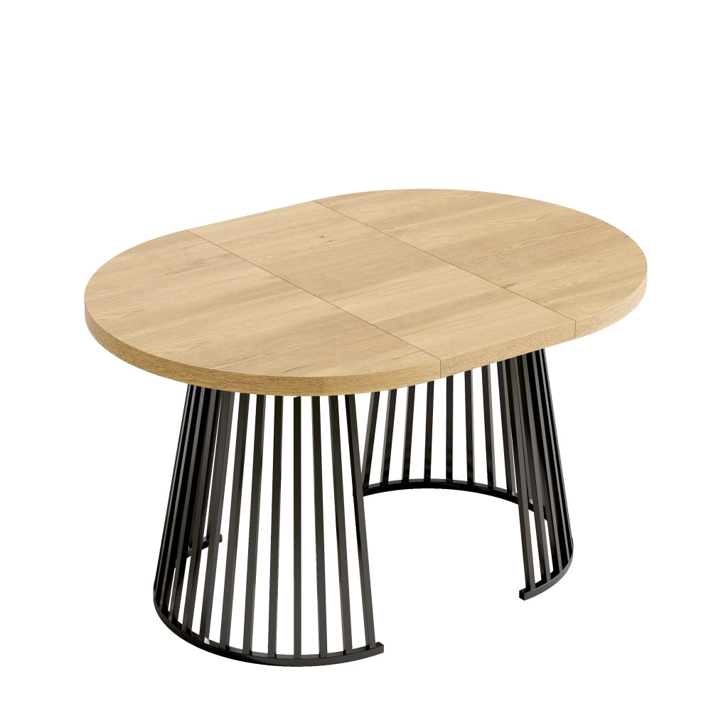 Tavolo da Pranzo Allungabile 100-176 cm ¨C Xylo ¨C Rovere e Nero, per 4-8 Persone