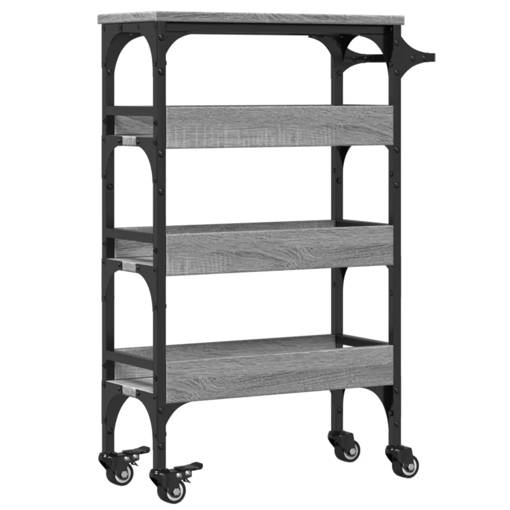 Carrello da Cucina-Scaffale per Cucina Grigio Sonoma 53x20x76 cm Legno Multistrato