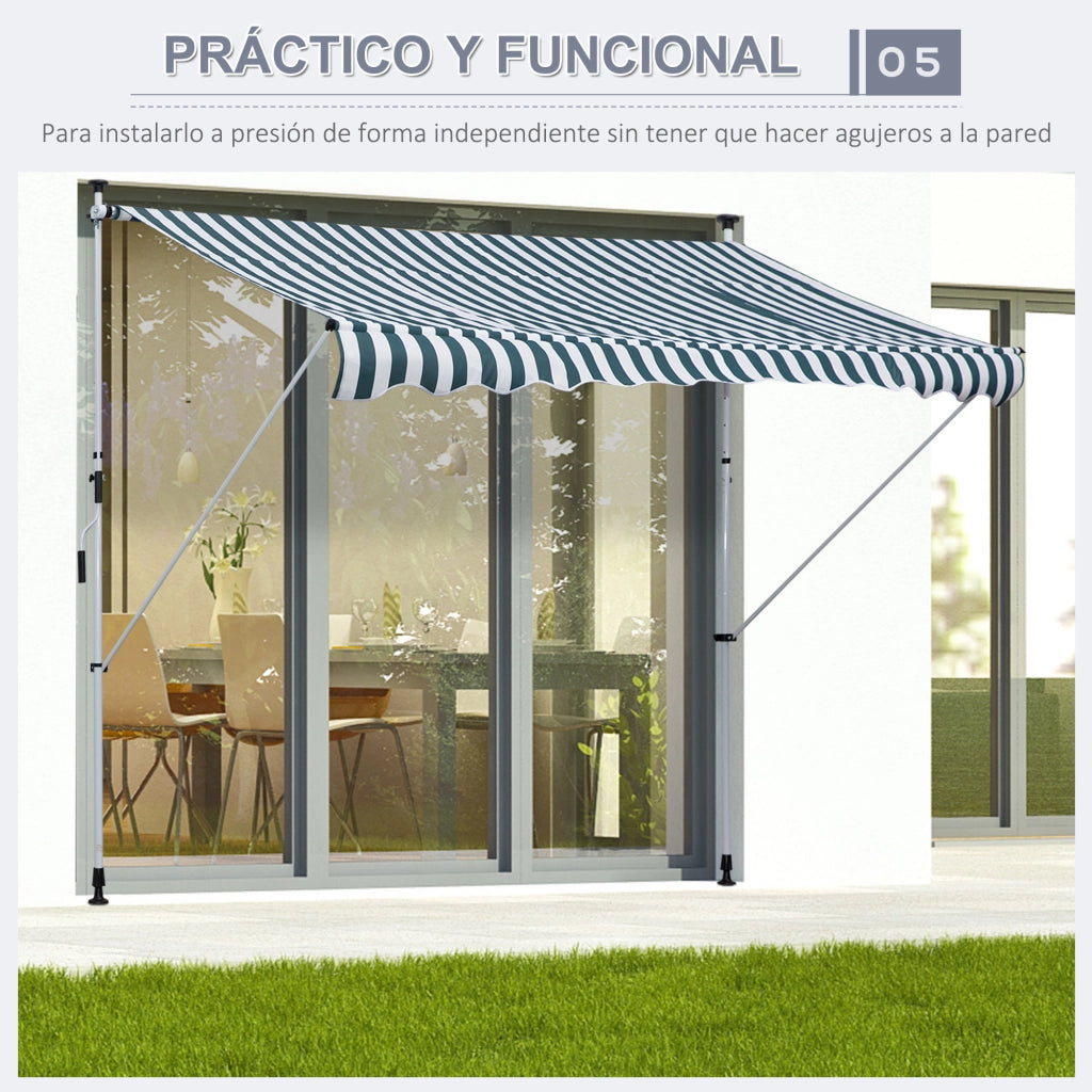Toldo Retrattile Manuale ¨C zephmum ¨C Verde 300x150x170-280 cm