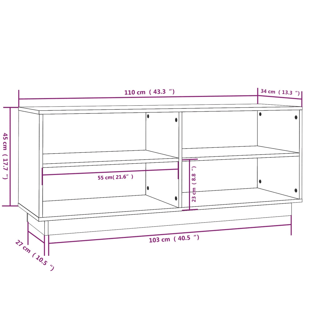 Scarpiera 110x34x45 cm in Legno Massello di Pino 813540