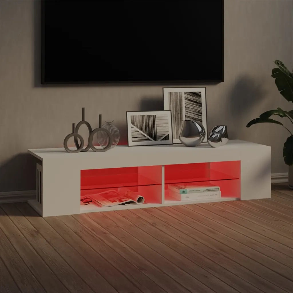 Mobile Porta TV con Luci LED Bianco 135x39x30 cm 804229
