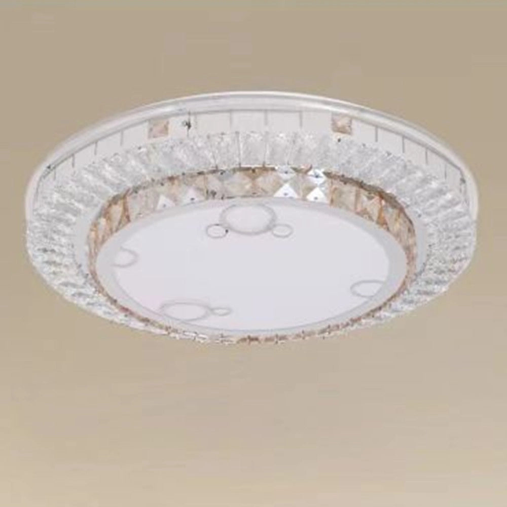Trade Shop - Plafoniera Soffitto 45w ø40cm Led Design A Strati Con Cristalli Bolle Luce Fredda 68551 -
