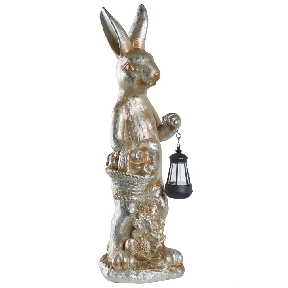 Statuetta da giardino in oro MgO 72 cm elemento decorativo coniglio realizzata a mano decorazione per interni ed esterni tema pasquale