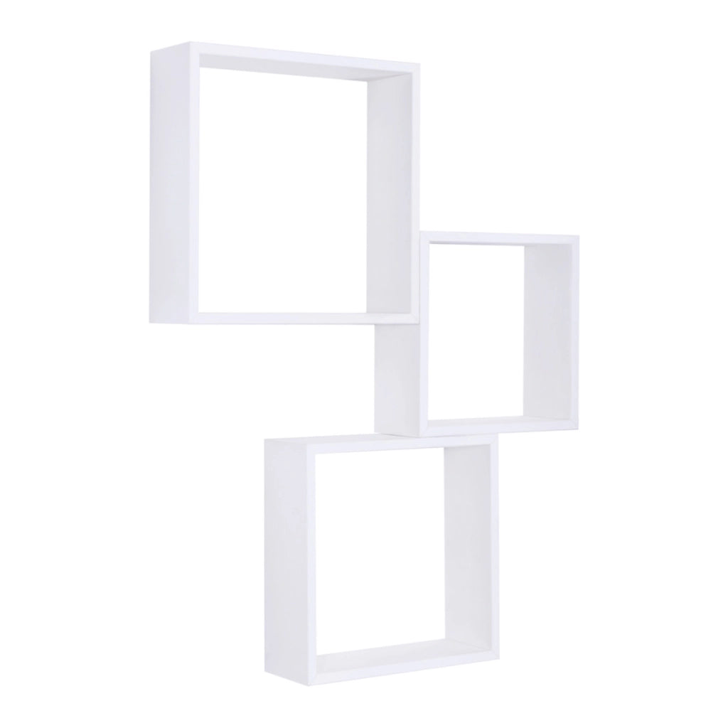 Set di 3 Mensole da Muro Modello INCUBO SLIM, Cubi Arredo, Mensole Cubo, Cubi da Parete. Misure 30x30x10cm 27x27x10cm e 24x24x10cm. Finitura BIANCO - MADE IN ITALY