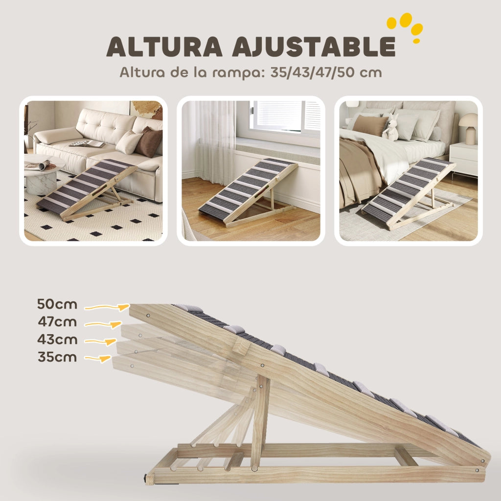 Rampa per Cani Pieghevole in Legno ¨C zephmum ¨C 35-50 cm