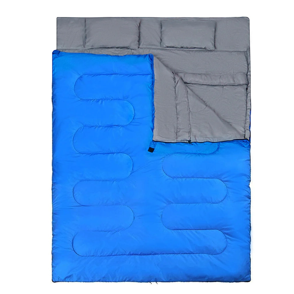 Sacco a pelo matrimoniale 190 x 30 x 150 cm con cuscini staccabili comfort ottimale design compatto poliestere blu 20_0013388