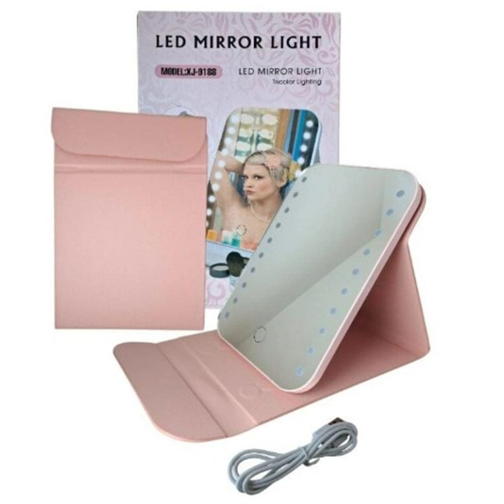 Trade Shop - Specchio Trucco Luminoso Luce A Led Con Illuminazione A Tre Colori Ricarica Usb Portatile -