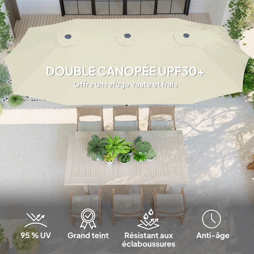 Parasole da giardino esterno rettangolare ¨C zephmum ¨C 400x220x230 cm crema
