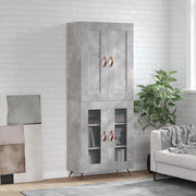 Credenza-Buffet-Armadio da cucina Grigio Cemento 69,5x34x180 cm in Legno Multistrato 878443