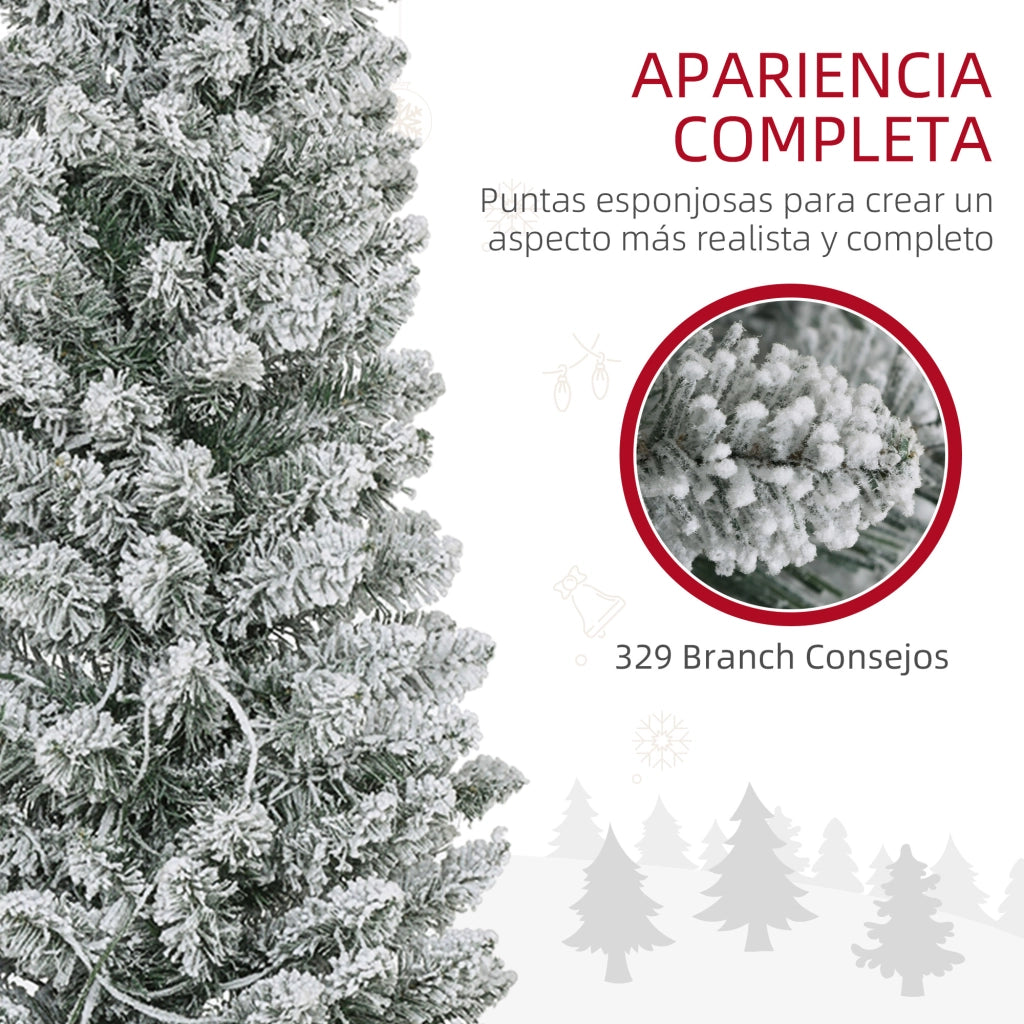 Albero di Natale Artificiale ¨C zephmum ¨C Bianco Verde 180 cm 150 Luci LED