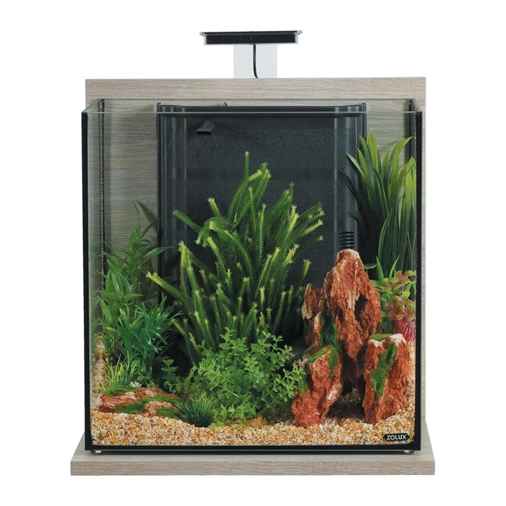 Zolux Idro 40 - acquario 40L cm43x30x51,5h con filtro interno e plafoniera LED Colore: Zebrano Grigio
