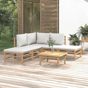 Set Salotto da Giardino 6pz con Cuscini Grigio Chiaro Bambù 3155079
