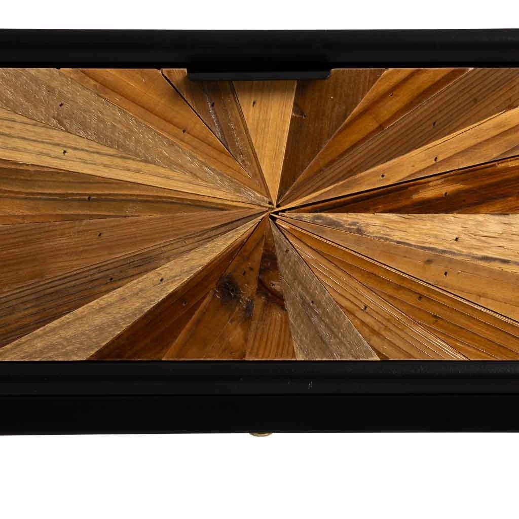 Comodino in legno di recupero nero con 2 cassetti 40x36x60h cm