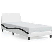 Letto singolo | Letto per adulti | Giroletto Dover Nero e Bianco 90x190 cm in Similpelle