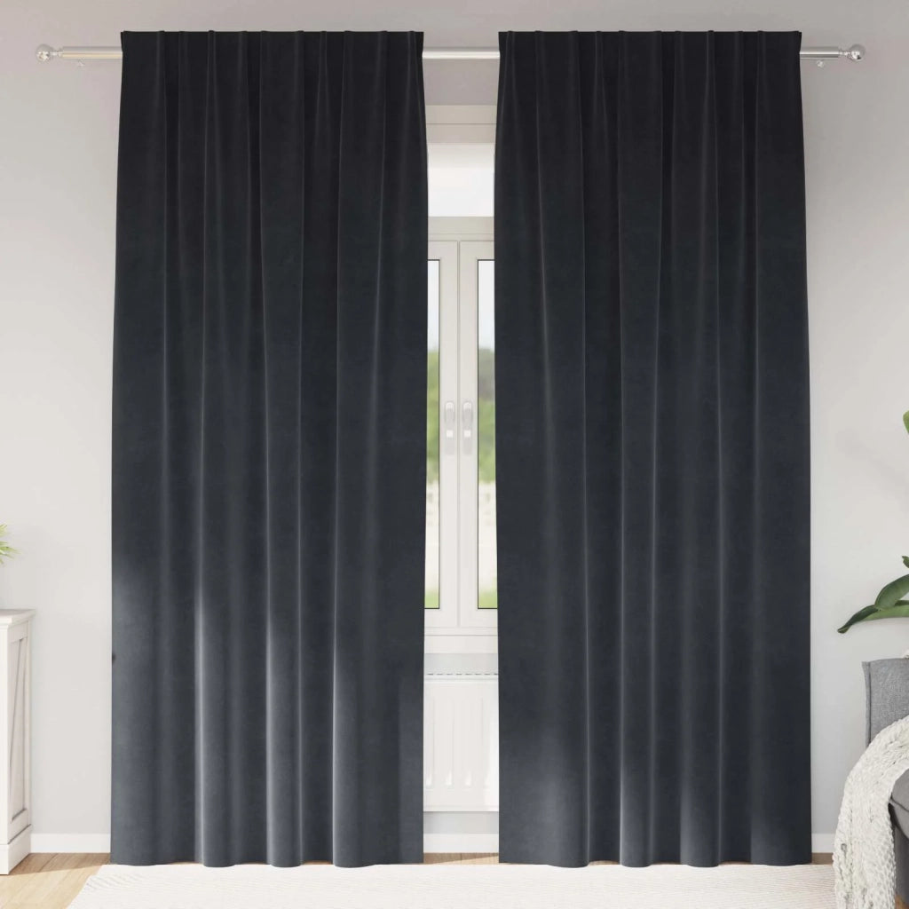 Tende oscuranti 2 pcs Grigio scuro 140 x 260 cm Velluto 4107232