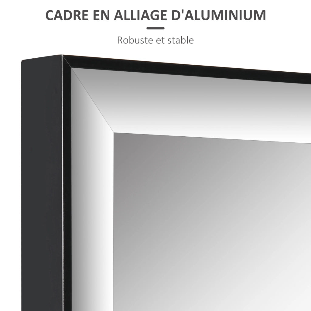 Specchio da Parete Rettangolare ¨C Xylo ¨C 120x35 cm Cornice Alluminio Nero Antideflagrante