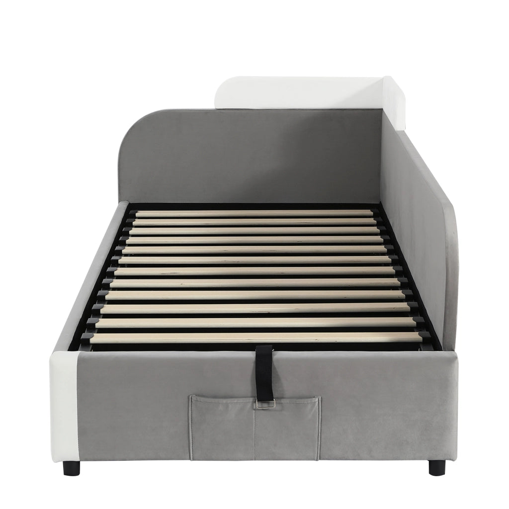 letto imbottito velluto grigio 90x200 cm