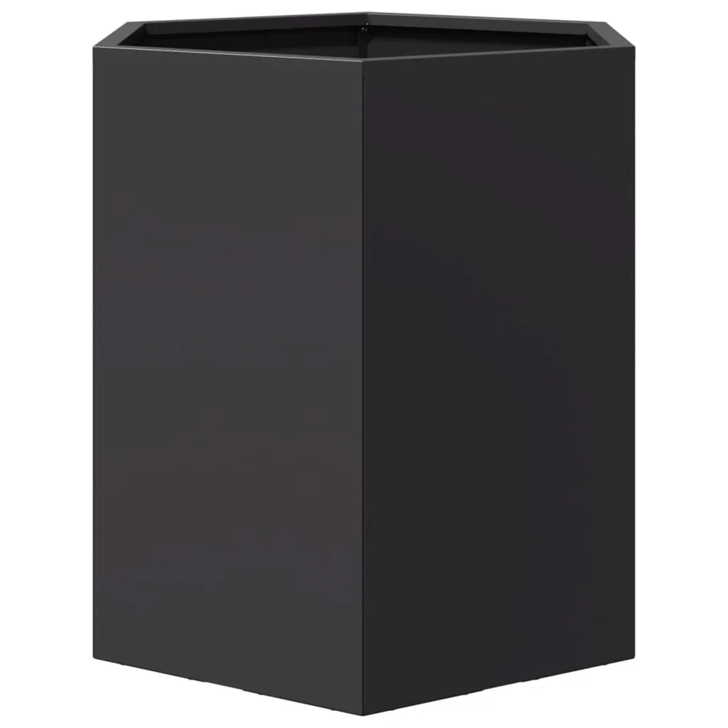 Fioriera esagonale per aiuole rialzate piante fiori terrazza giardino 46 ​​x 40 x 45 cm acciaio nero 02_0038644