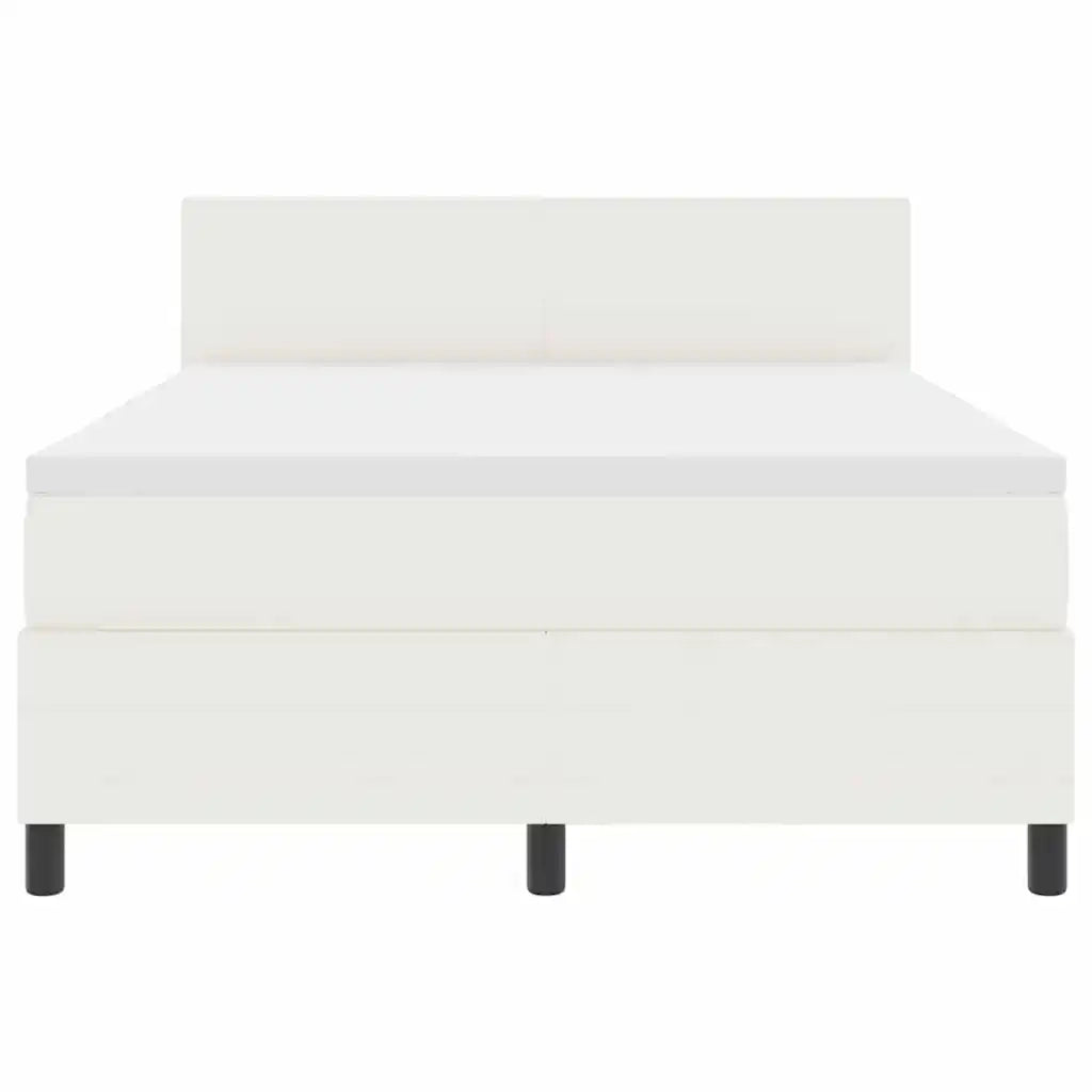 Letto a molle Crema e Bianco 160 x 200 cm Tessuto in Cords 3337521