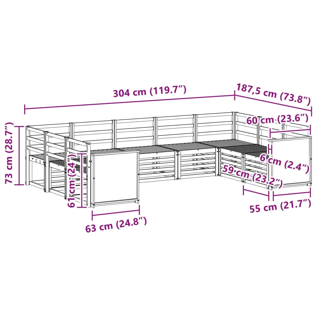 Set di divani da esterno 7 pz Naturale Legno di Acacia Massello 3384825