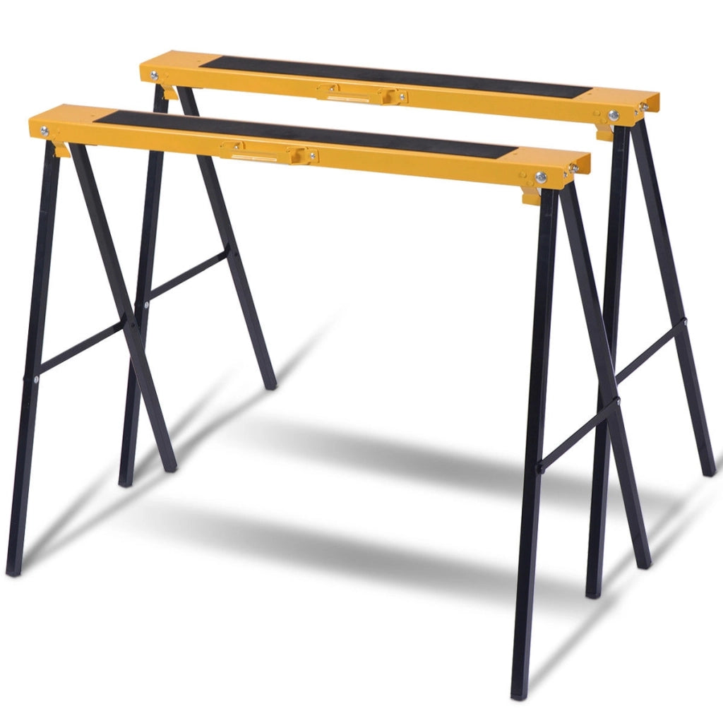 Set di 2 cavalletti pieghevoli in metallo per segare Cavalletto da lavoro portatile carico 275 kg-Tavoli da lavoro