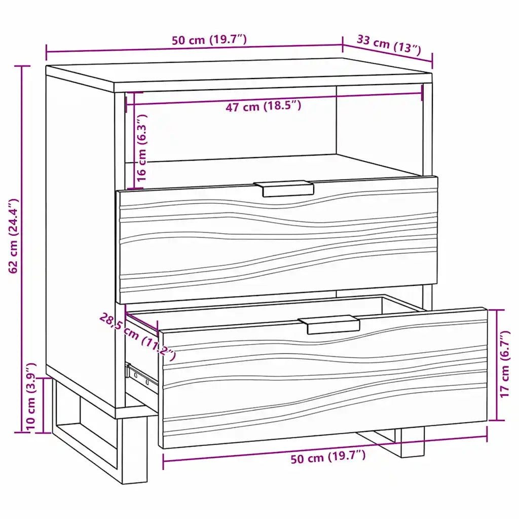 vidaXL Armadio da Notte con cassetto Bianco e nero 50 x 33 x 60 cm