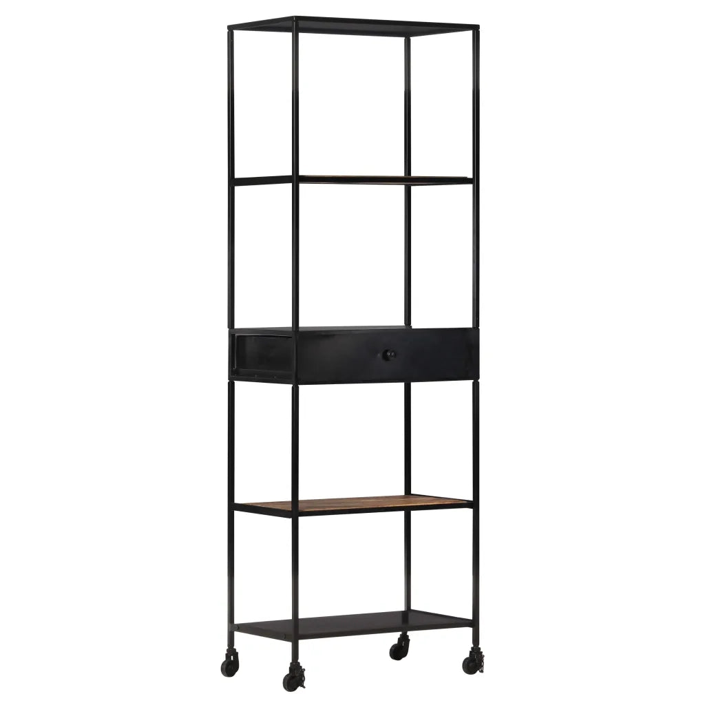Libreria 60x35x180 cm in Legno di Mango Grezzo e Ferro cod mxl 19255