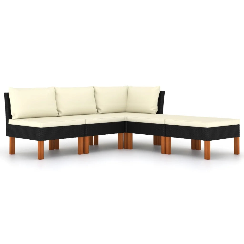 Set Divani da Giardino 5 pz con Cuscini in Polyrattan Nero cod mxl 40508