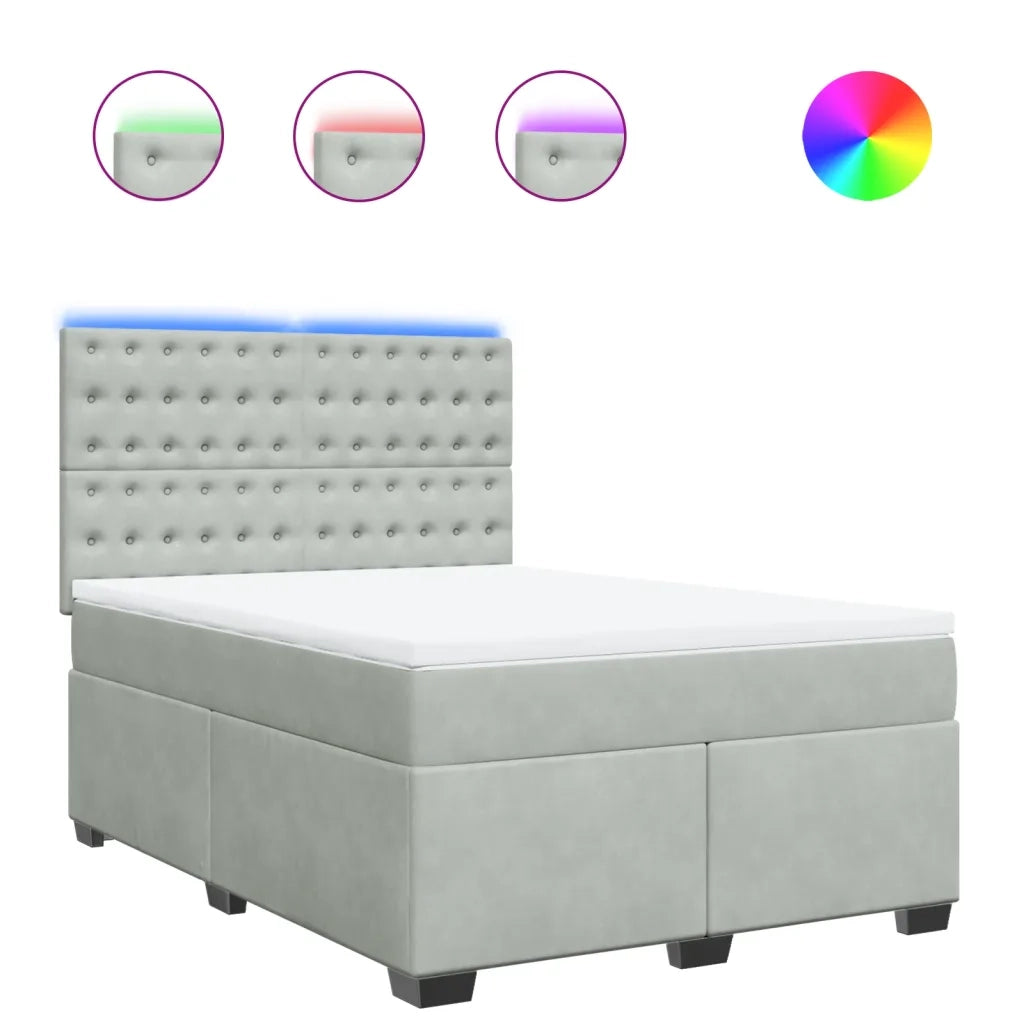 vidaXL Giroletto a Molle con Materasso Grigio Chiaro 160x200cm Velluto