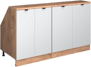 Set di mobili sottotetto Rion, Ondulazione bianca, 140 cm Set di 2 carcasse armadio profondità 60 cm, adatto per il salvaspazio sotto tetti spioventi