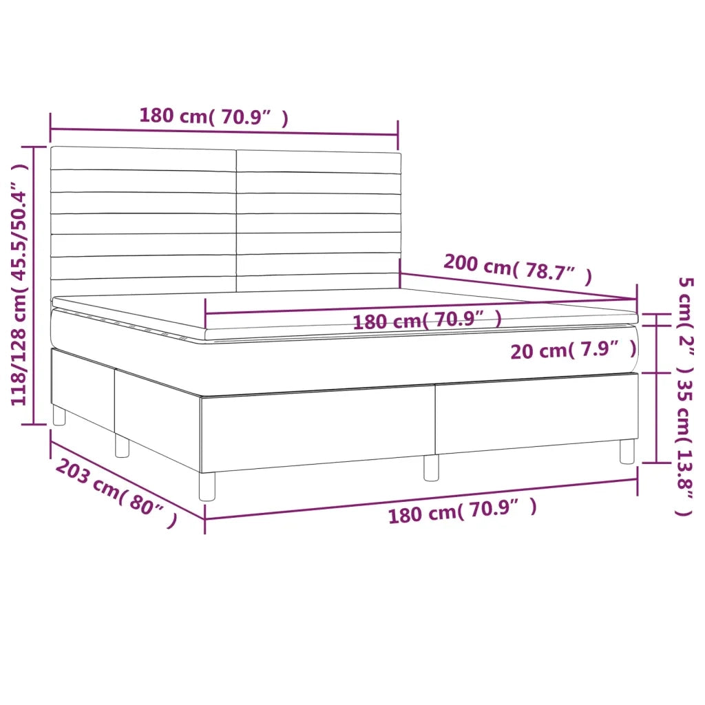 Letto a Molle con Materasso e LED Rosa 180x200 cm in Velluto 3136202