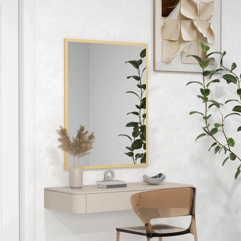 Specchio rettangolare per parete ¨C zephmum ¨C legno naturale 90x70 cm