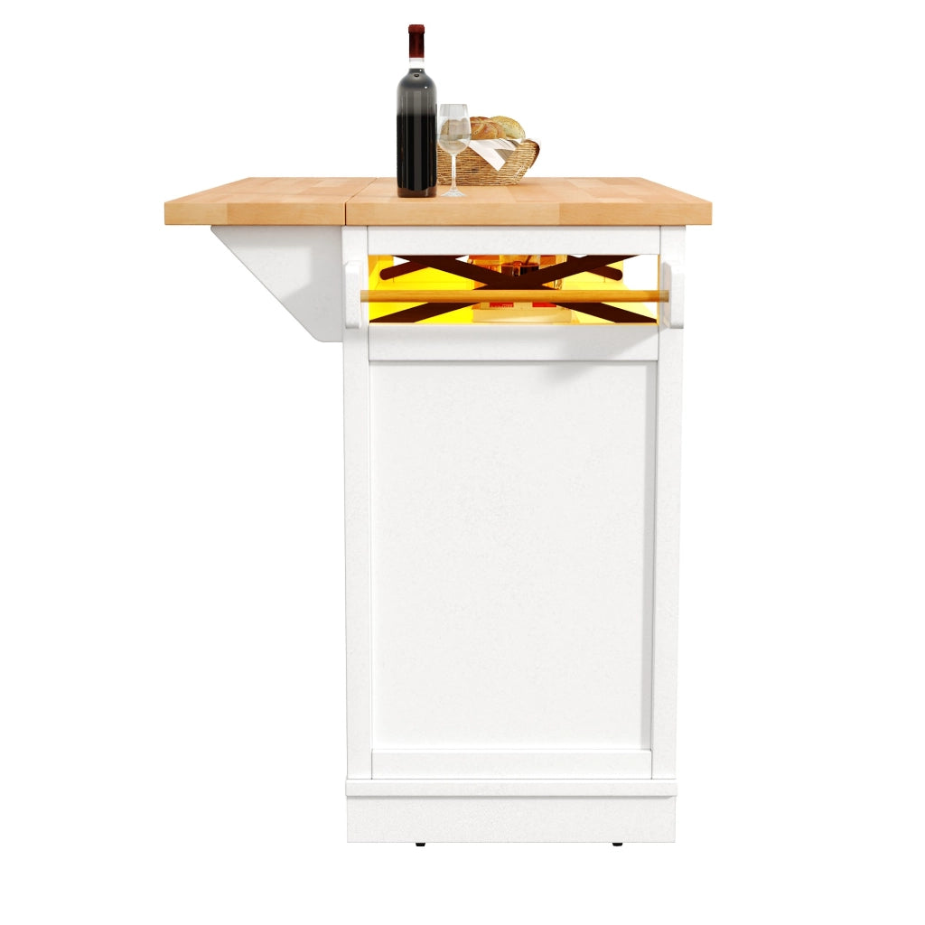 Carrello da cucina multifunzionale - Zephmum- Con LED, tavolo pieghevole e ruote