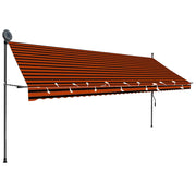 Tenda da Sole Retrattile Manuale LED-Tenda parasole per Patio 400 cm Arancione e Marrone