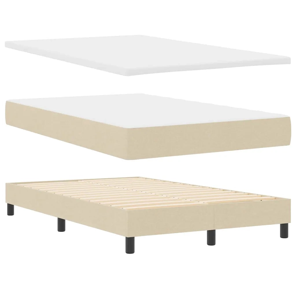 Letto a molle con materasso Crema 120 x 190 cm Tessuto 3338676