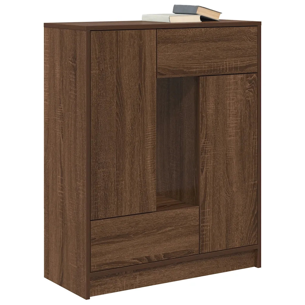 Credenza con Cassetti e Ante Rovere Marrone 73x31x90 cm